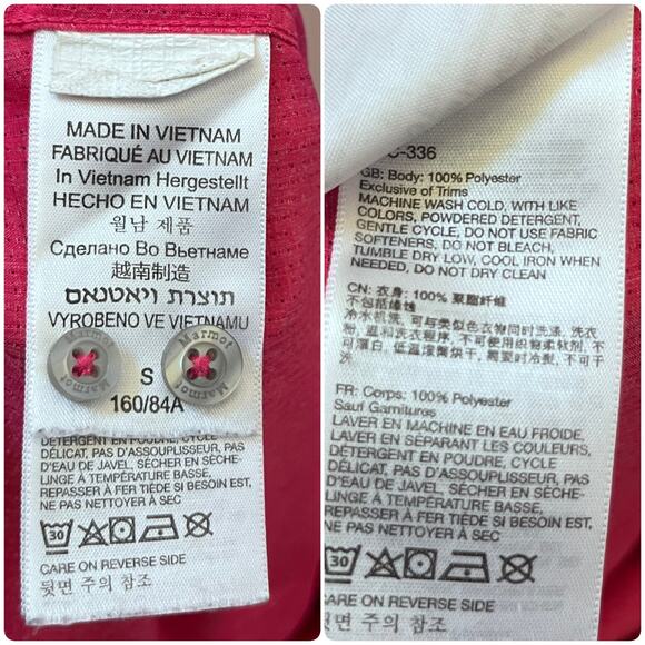 Marmot Pink Roll Tab Sleeve Button Up Camp Shirt Size Small Outdoors - Picture 13 of 15